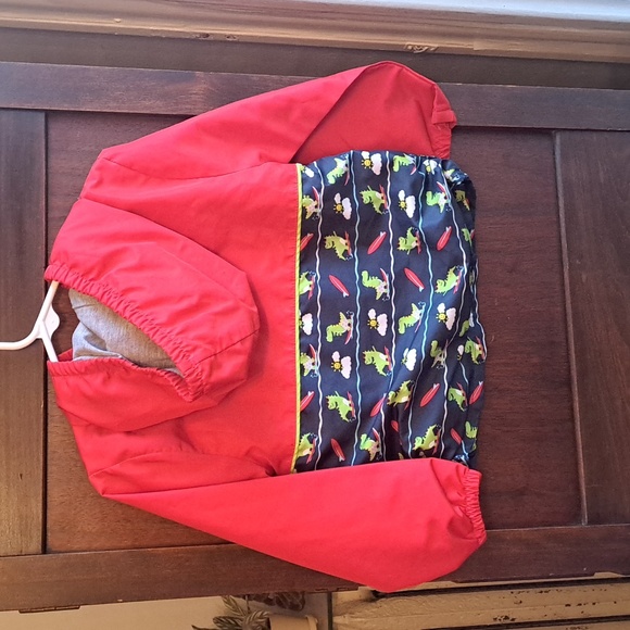 Lily & Dan size 3T boys red and blue dinosaur hooded spring jacket - Picture 4 of 4